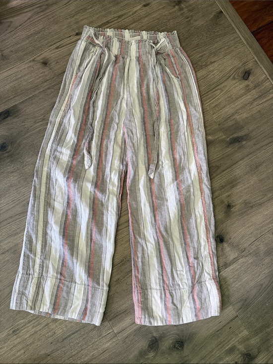 Knox Rose Pants - Knox Rose Striped Wide-Leg Pants in White, Pink, and Tan